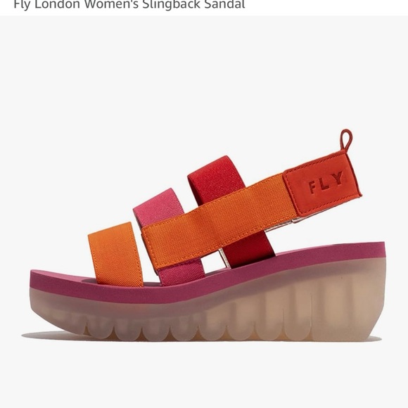Fly London Shoes - Fly London Orange Pink Red Platform Slingback Sandal